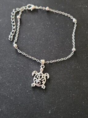 New silver sea turtle anklet bracelet adjustable chain anklets